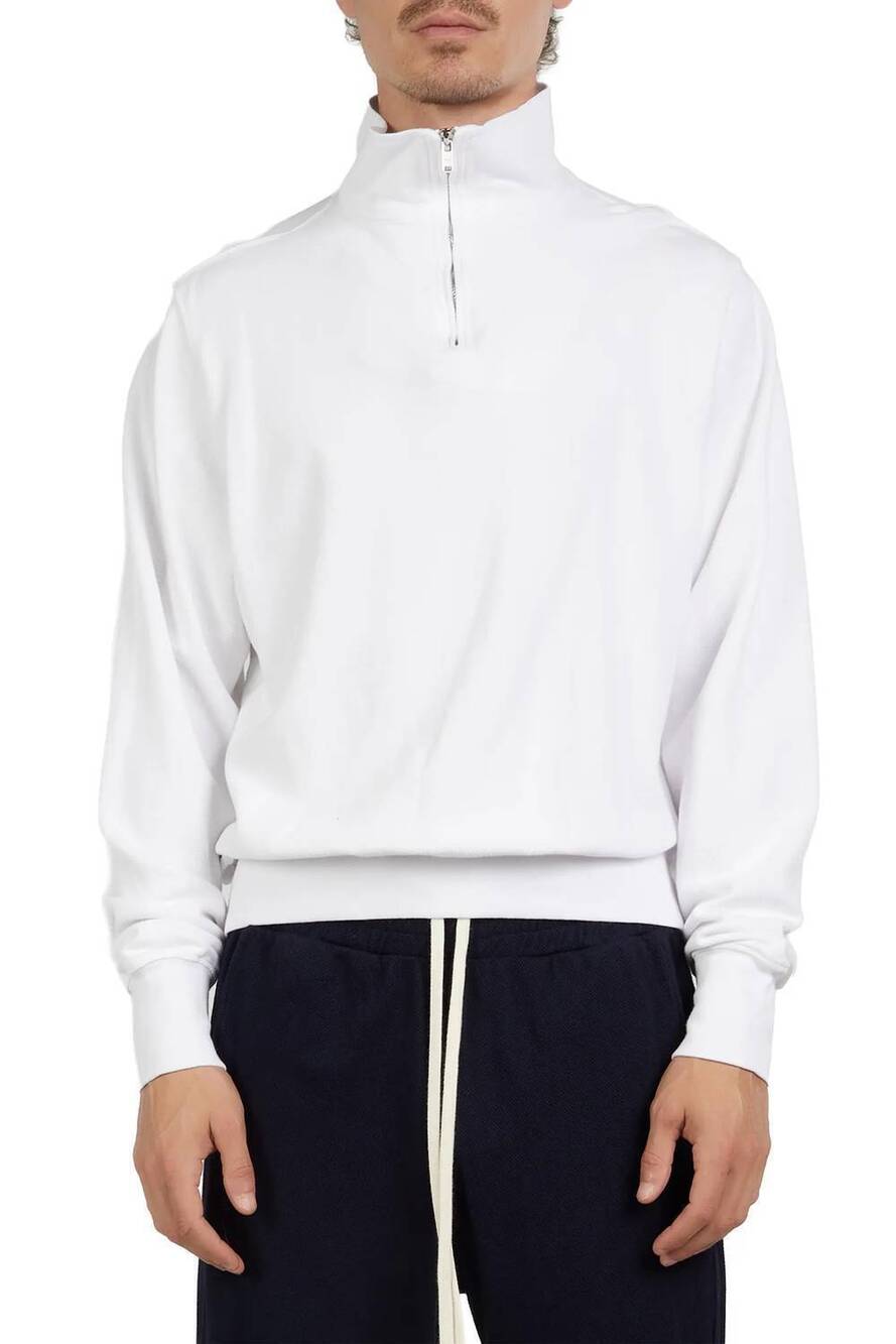 NEW LES TIEN pique half zip yacht pullover in white